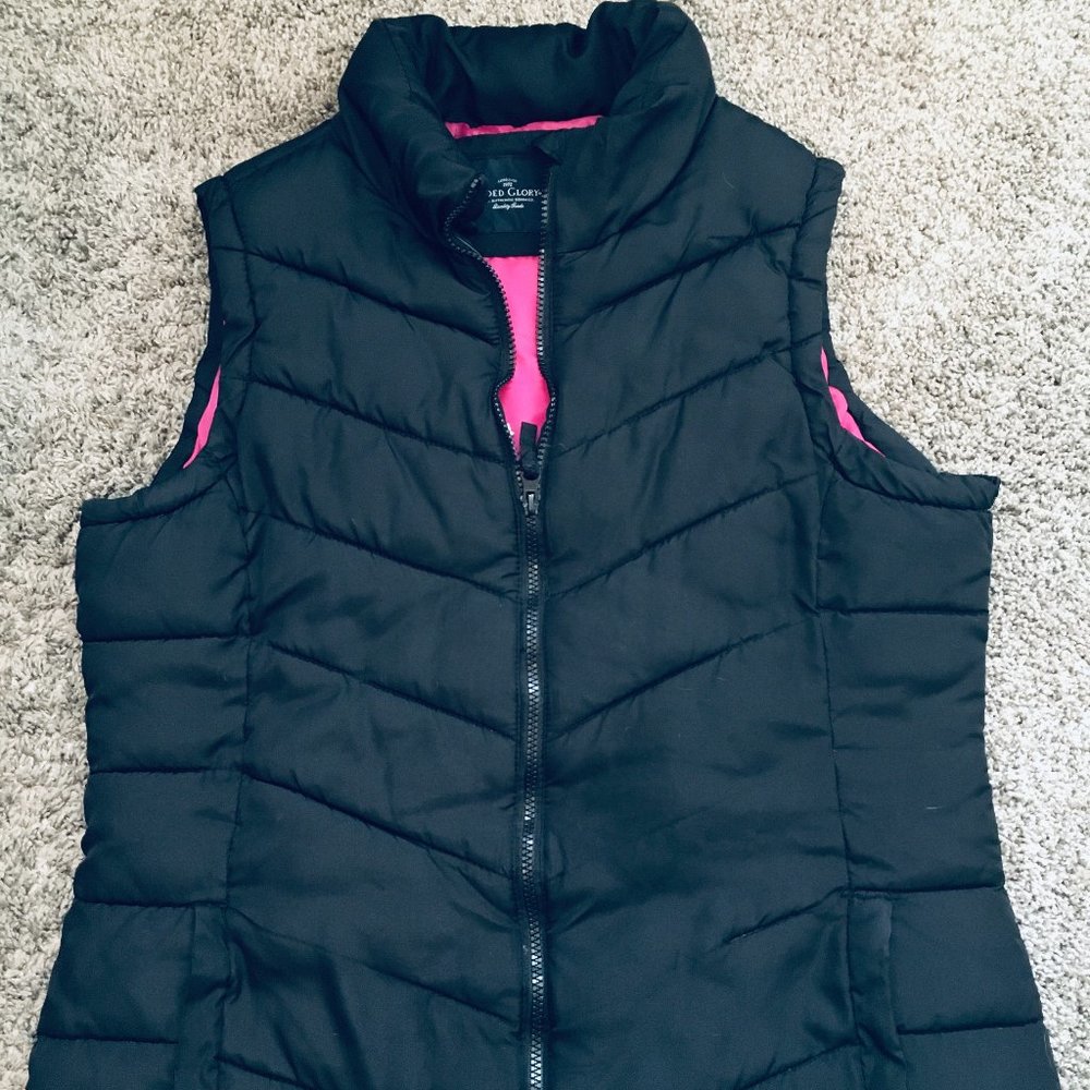 Womens Black Puffer Vest, Size Large